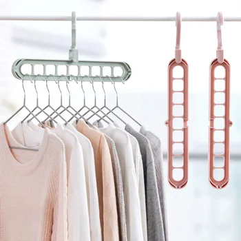 

9-hole Space Saving Hanger 360 Rotating Magic Hanger Multi-function Folding Magic Wardrobe Drying Hangers For Clothes Storage
