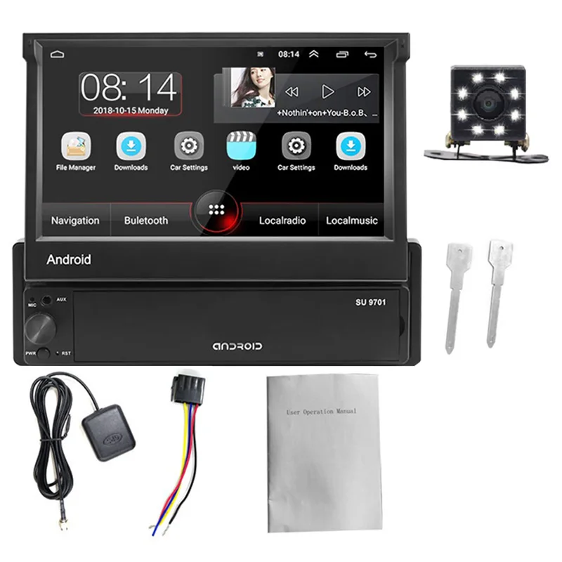Android 8.1 Car DVD GPS Navigation Player 7 Inch Universa Car Radio WiFi Bluetooth MP5 Multimedia Player with Camera - 9701
