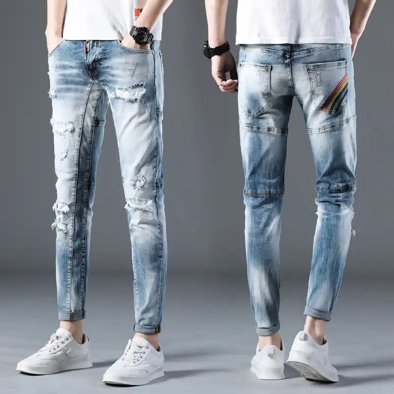 blue skinny ripped jeans mens