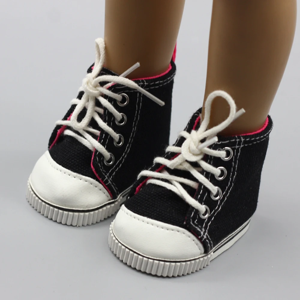 1Pair Casual Canvas Doll Boots for 43cm Baby Dolls and 18-Inch Girl Black Toy Shoes Accessories | Игрушки и хобби