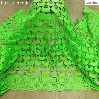 

2020Green Newest african Bazin riche fabric with hole embroidery lace / bazin riche dress material Nigerian 5yards G26-29