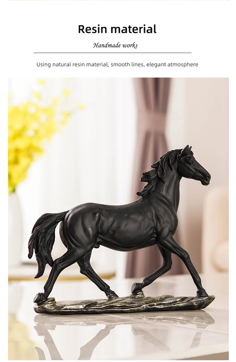 Feng Shui desk Resin Horse Figurines Animal Statue Vintage Home Decor bookshelf Crafts Ornaments office Decoration Accessories