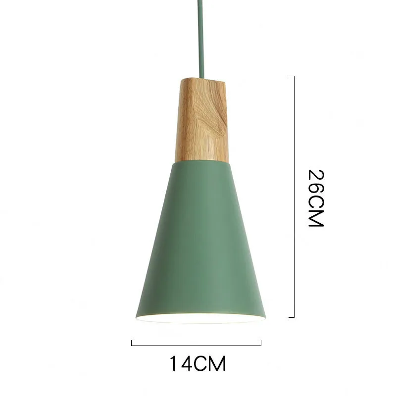 Современный светодиодный подвесной светильник в скандинавском стиле из дерева, для кафе, ресторана, спальни, кухни, разноцветное украшение для дома, алюминиевый светильник - Цвет корпуса: 14cm Green