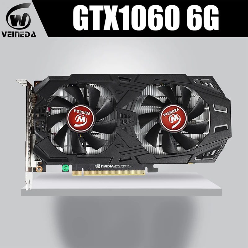 best graphics card for gaming pc VEINEDA Original GTX 1060 6GB rtx 2060 6gb 192Bit GDDR5 Graphics Card  for nVIDIA games  strong than GTX 1050 Ti 750 960 gpu pc