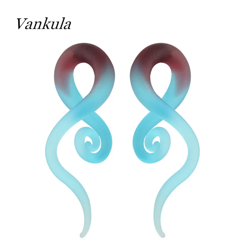 Vankula, 2 шт, стеклянные серьги для ушей, вес, профиль для ушей, серьги для пирсинга, мутиколор, неправильный крючок, пирсинг, ювелирные изделия для тела, 8,10, 12 мм