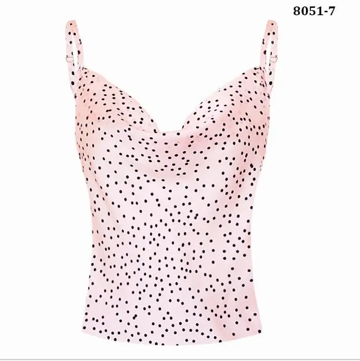 Женский шелковый атлас Camis простой леопард зерна без рукавов Strappy Camisole жилет майка футболка осенний костюм повседневная женская одежда - Цвет: 8051-7