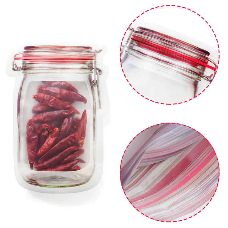 

7Pcs/Lot Jar Zipper Bags Reusable Snack Saver Seal Bag Food Bags Container Reusable Snack Sandwich Travel Bags