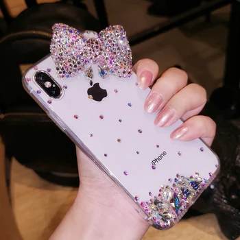 

For Xiaomi mi 9 8 SE Lite 5S 6 5X 6X A2 MAX2 MAX3 MIX3 Luxury Lovely Girls Bow Tie Bling Glitter Diamond Wrist rope Case Cover