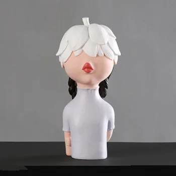 

Creative Head Leaf Petal Hat Girl Decoration Girl Heart Character Resin Crafts Home Living Room Bedroom Desktop Decoration M3430