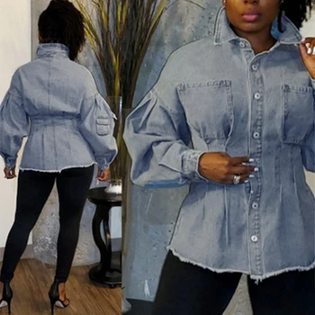 

Sexy tassel Denim Jackets Women Slim Waist Boyfriend Style Long Sleeve Fashion Oversized Jean jacket New Loose Autumn Denim Coat