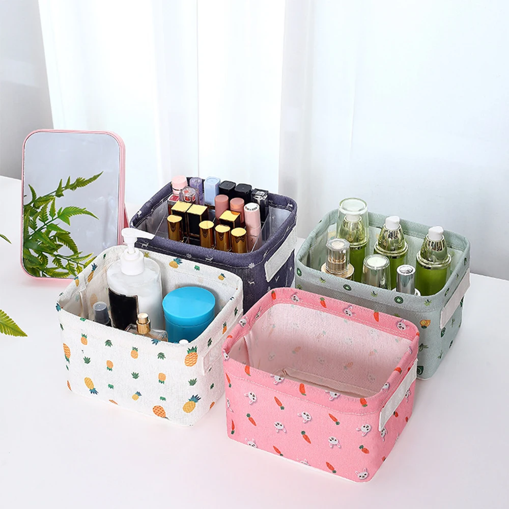 

Fabric Style Storage Basket Desktop SSundries Cosmetic Storage Books Cosmetic Organizer European Multi-function Storage Basket