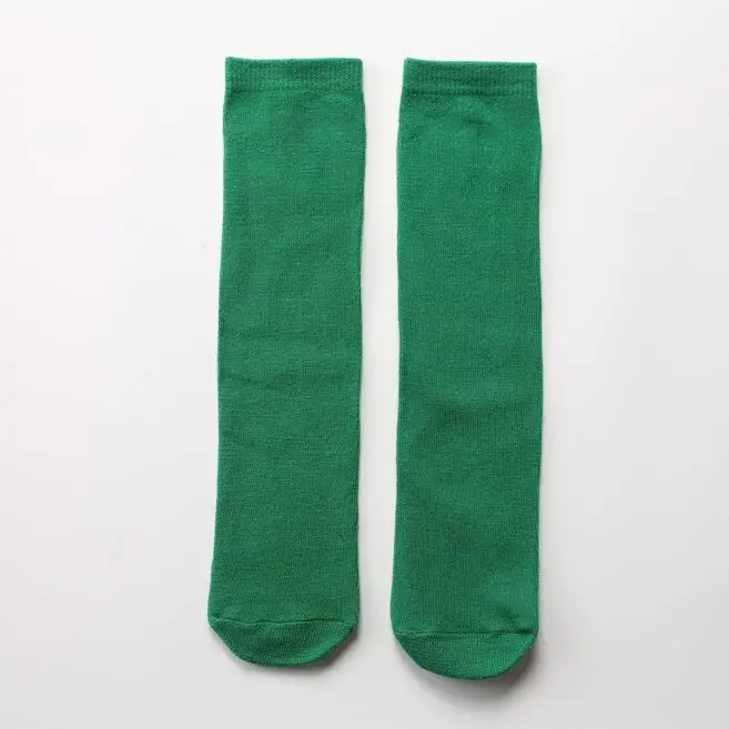 Green Socks Гольфы для мальчиков и девочек; длинные носки без пятки для школьной формы; детские белые носки; носки в стиле Харадзюку; длинные черные носки для школьников - Цвет: Green Socks