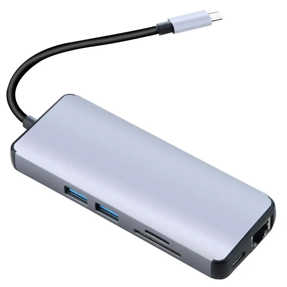 USB C Hub Read Card New Video Experience Type C Docking Station HUB VGA 8 In 1 For Computer Fast PD Recharging