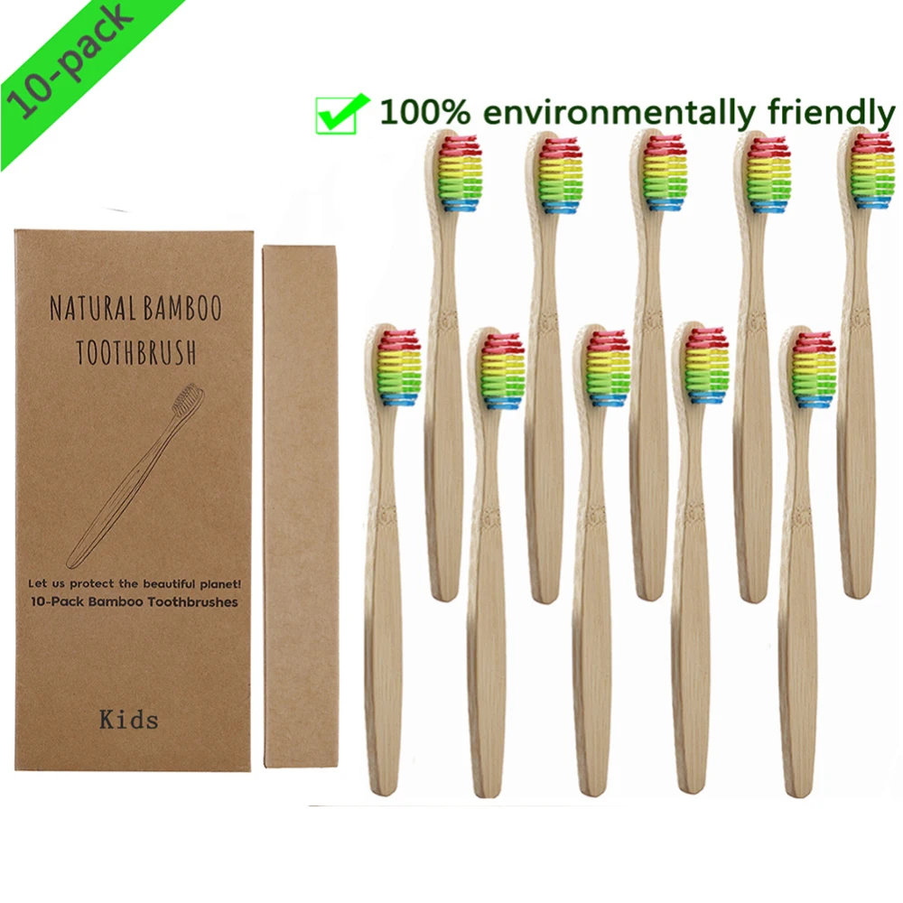 

10pcs Soft Bristles Children Bamboo ToothBrush Toothbrushes Eco Friendly Oral Care Travel Tooth Brush for Kids