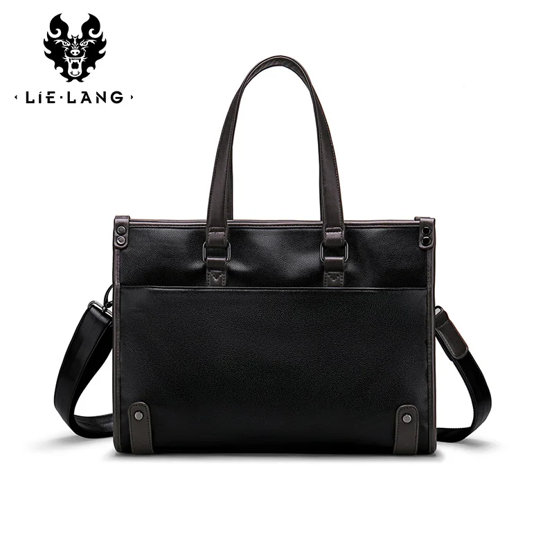 Мужской портфель, мужская сумка, кожаная черная сумка, мужская кожаная сумка через плечо, сумка-мессенджер, повседневная дорожная сумка, 15 дюймов, сумка для ноутбука
