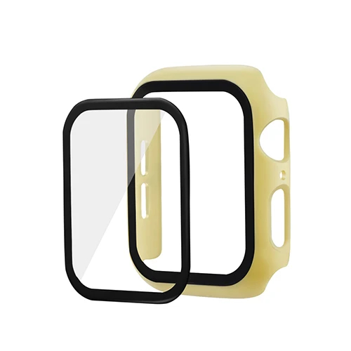 Чехол из поликарбоната для Apple Watch 5, 4, 40 мм, 44 мм, защитный чехол из закаленного стекла для iWatch 3, 2, 1, 42 мм, 38 мм, чехол для часов - Цвет: yellow
