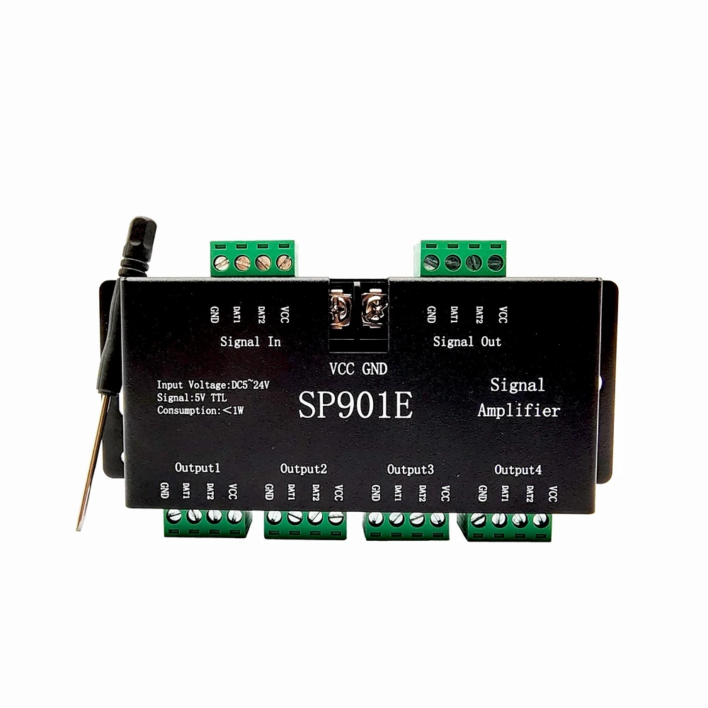 SP901E SPI Output Signal 4 Led Controller Amplifier Group DC5-24V Input For WS2811 WS2812B SK6812 Pixel RGB Strip Light Module