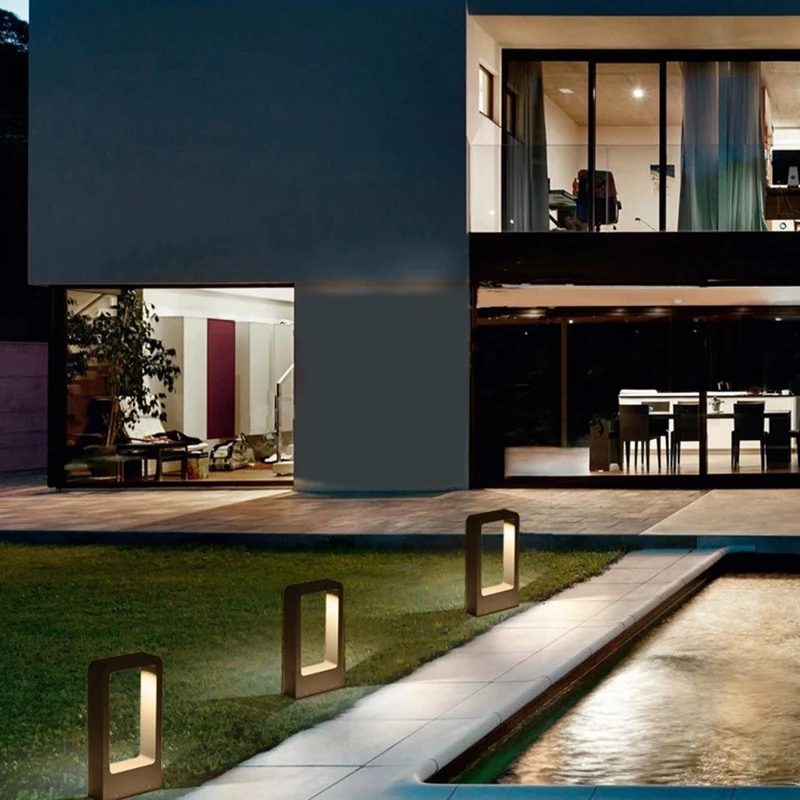 Светодиодный светильник-столбик для ландшафтного сада, двора, квадратный наружный светильник, 30 см, светодиодный светильник, декоративная лампа для освещения газона, теплый L