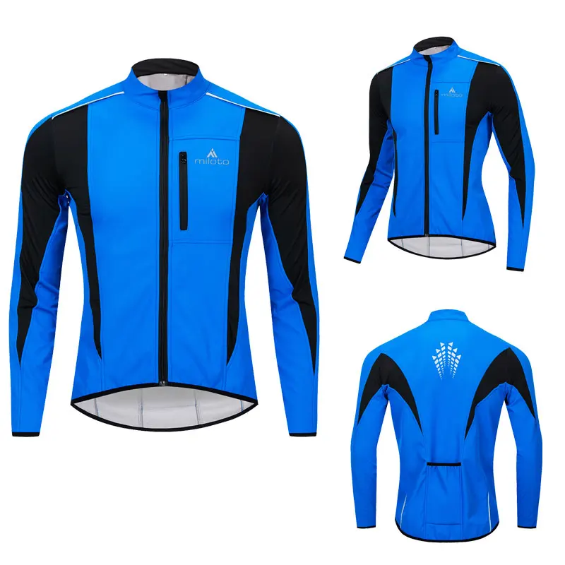 Зимняя куртка для велоспорта, теплая Светоотражающая ветровка из теплого флиса, велосипедная куртка для бега, походов, Мужская одежда, женские пальто - Цвет: Blue Jacket