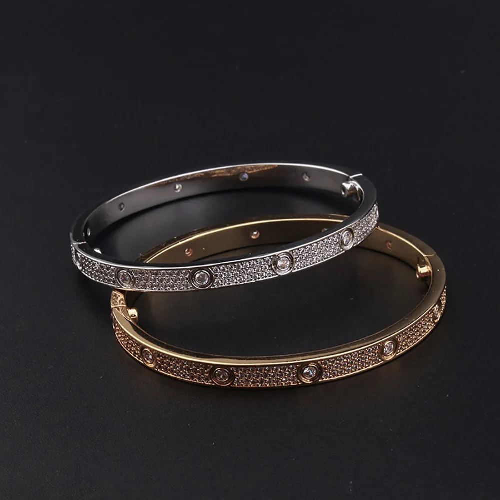 Cubic Zirconia Inlaid Bracelet For Women Men Couple Style