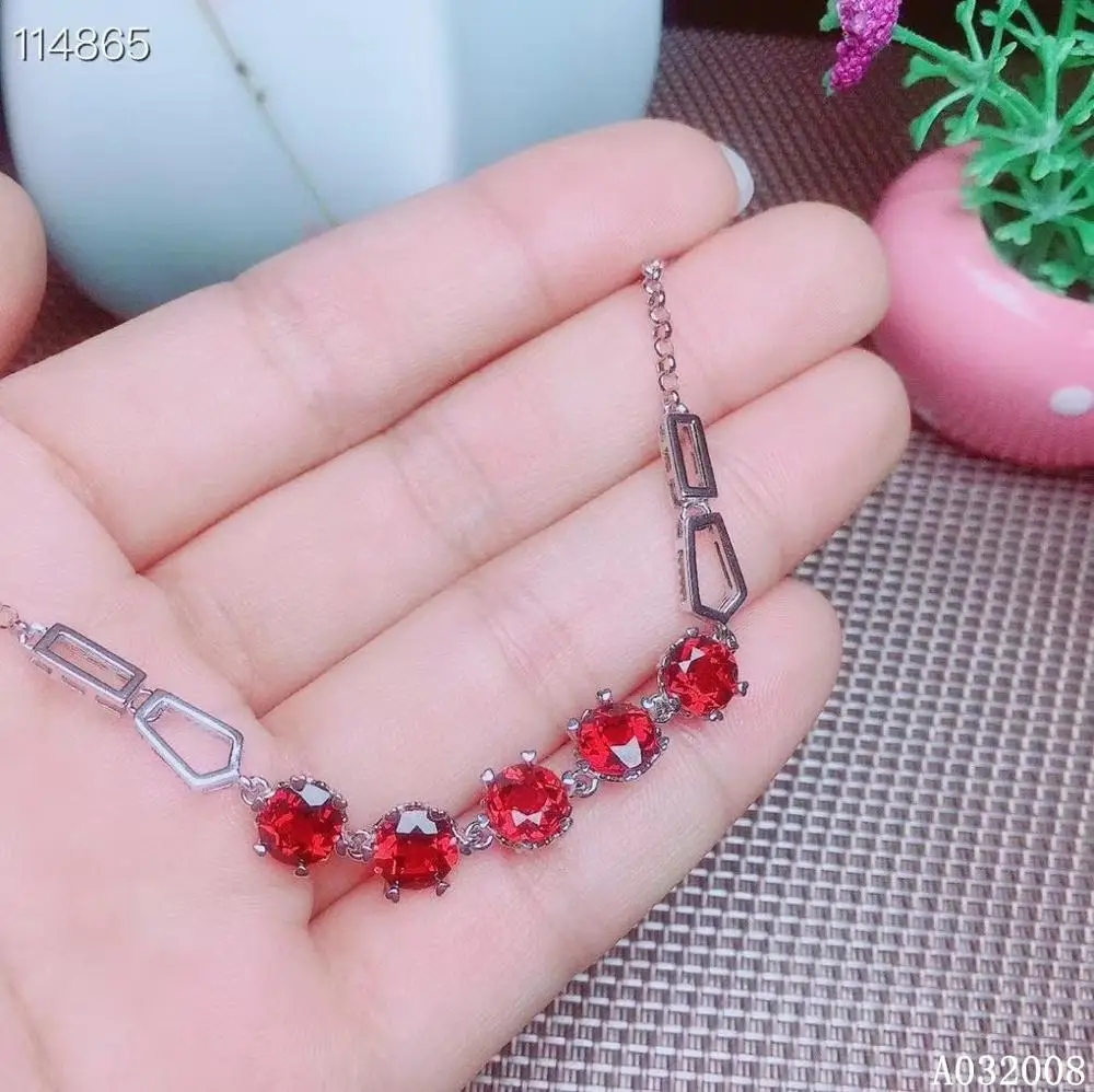 

KJJEAXCMY boutique jewelry 925 sterling silver inlaid natural garnet popular female hand bracelet Girl Party Birthday Gift New