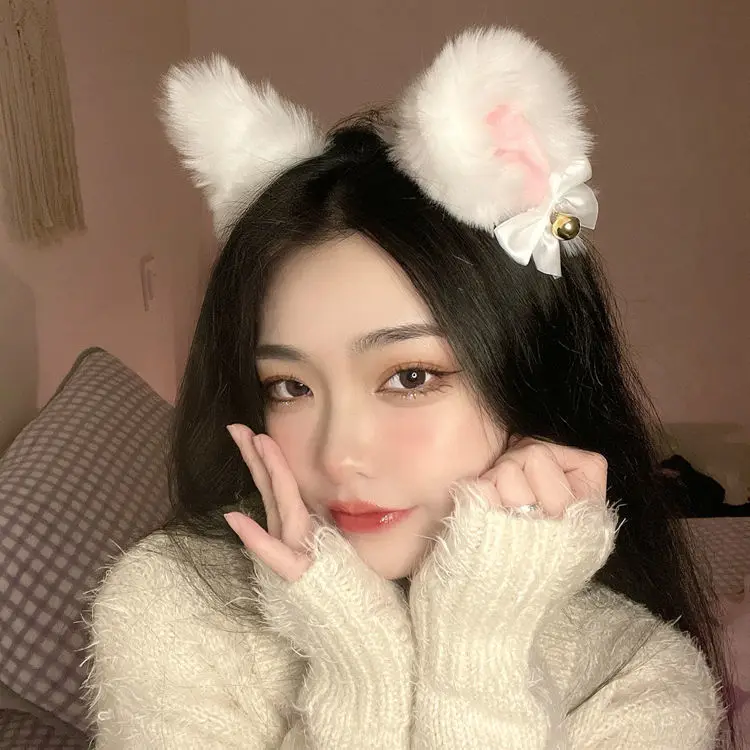 ZZYY Black Cat Ears Cosplay Accessories Set Lolita Sexy Lace Collar Kawaii Headband Cute Gothic Decor Pink Headdress Soft 2021