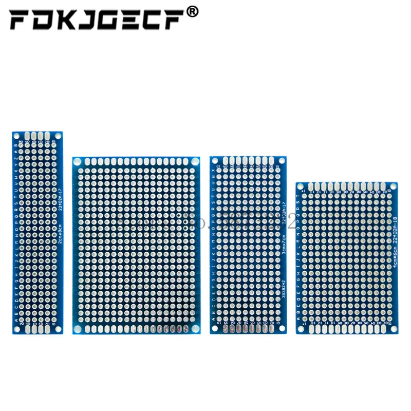 5x7 4x6 3x7 2x8cm 양면 구리 프로토 타입 pcb 범용 보드 유리 섬유 보드, Arduino 그린/블루, 20 개