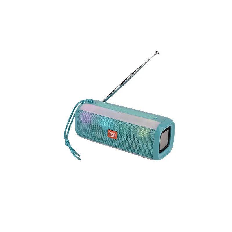 TG144 Bluetooth динамик и FM Raido классный светодиодный светильник Портативная Беспроводная колонка с регулируемой антенной сильный сигнал FM громкий динамик - Цвет: Небесно-голубой