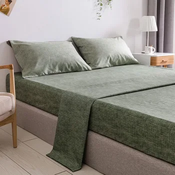 

New Pure Color Bedding Set Bed Linens Flat Sheet+Fitted Sheet+Pillowcase Queen/ King Size Gray Soft Comfortable White Bed Set