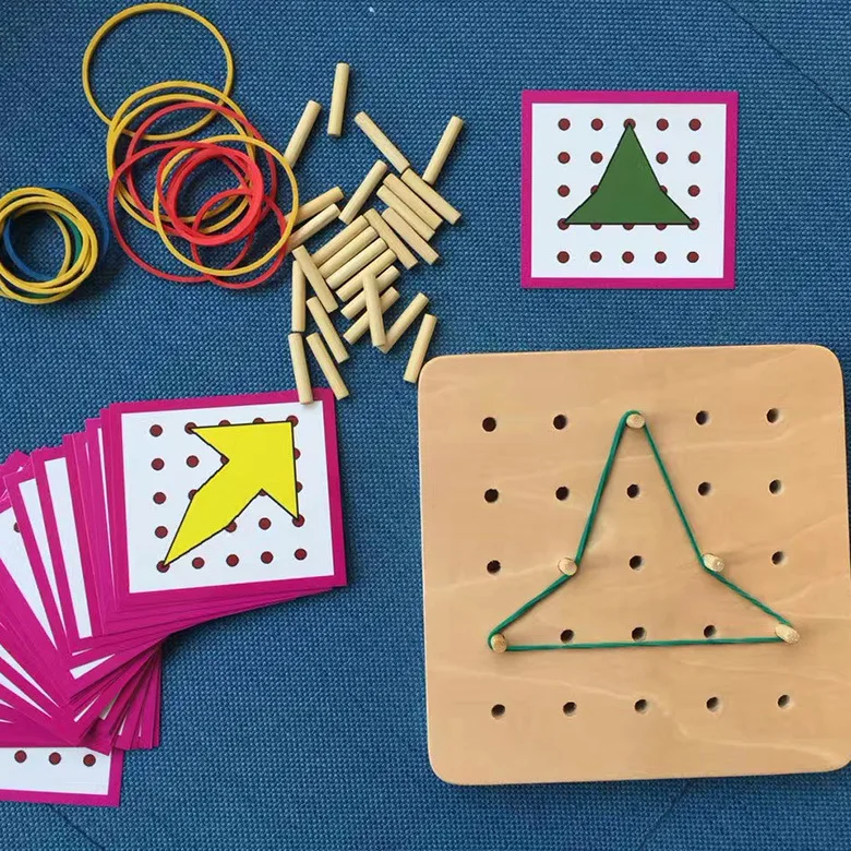 

[Online Celebrity Recommended] Children Montessori Teaching Aids Educational Nailboard Monte Rubber Band Montessori Unisex Toy M