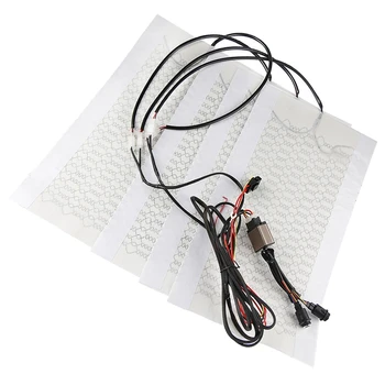 

4Pcs Carbon Fiber Car Seat Heater,Alloy Wire Electric Heating Seat Cushion with 6 Level Switch for 2 Seats