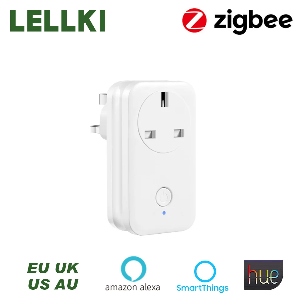 LELLKI Zigbee розетка Великобритания белый беспроводной контроль умный переключатель