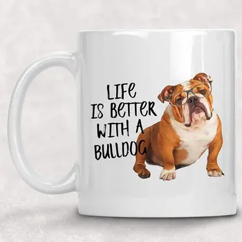 

Life is Better with A Bulldog Watercolor Mug Dog Lover Coffee Cup