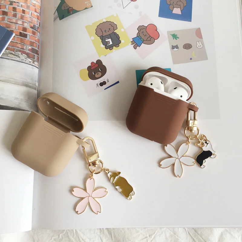 Чехол для AirPods металлический Цветочный чехол с кольцом ключей кроликом медведем