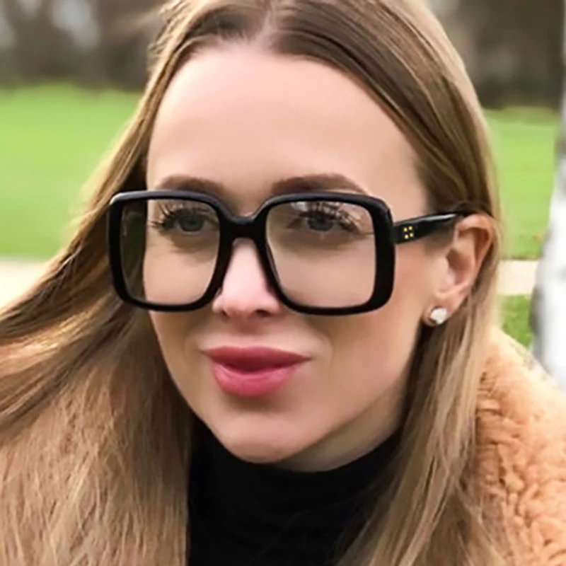 

2019 New Fashion Clear Lens Oversized Glasses Transparent Black Ladies Spectacles Frames Women Luxury Designer Glasses Frame13
