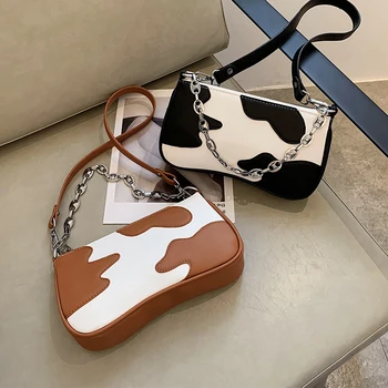 

NEW French Design Fashion Cow Pattern Armpit Bag Handbag & Elegant Chain Crossbody Bag Shoulder Bag Width 25cm Height 14cm