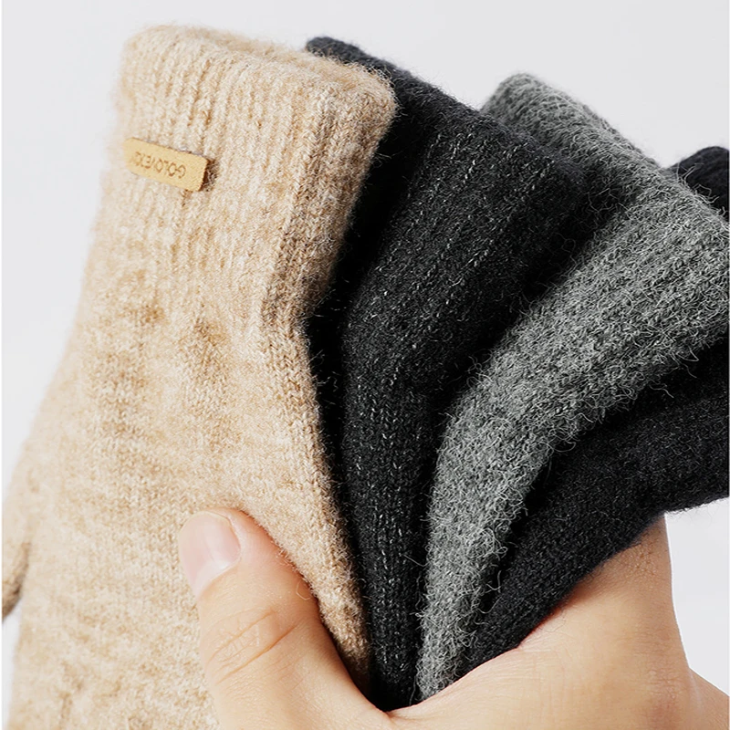 cotton gloves for men Men's Winter Warm Arctic Fleece Knitted Gloves Touchscreen Warm Anti-Skid Riding Wrist Windproof High-Elastic Wool Gloves Women ski gloves mens