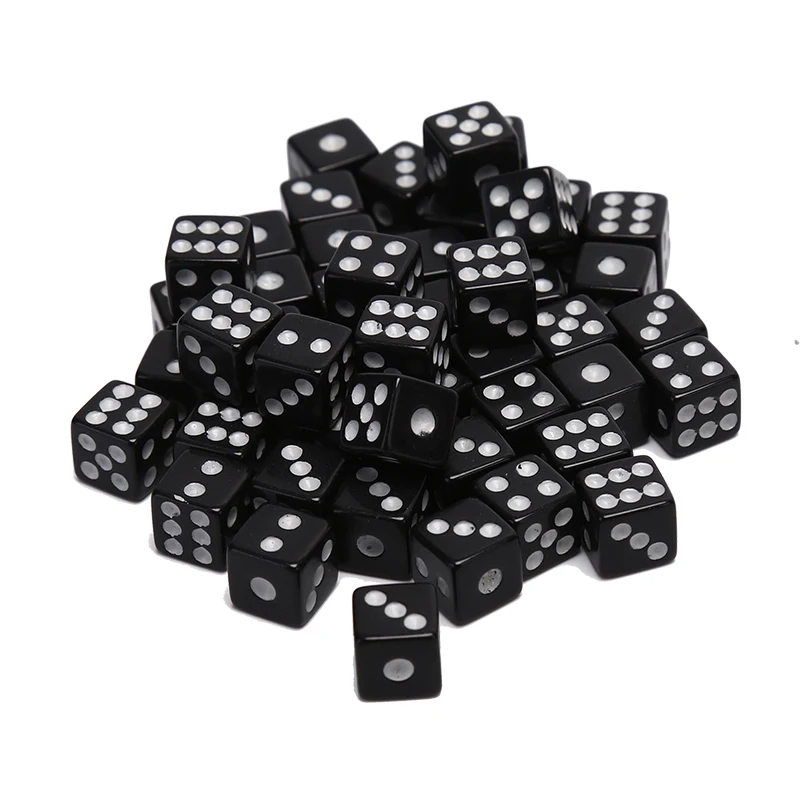 

50 PC Dices 8mm Plastic White Gaming Dice Standard Six Sided Decider Birthday Parties Board Game
