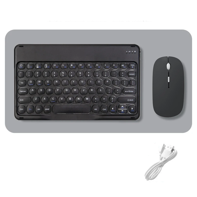 Teclado sem Fio e Mouse Combos Conjunto Redondo Bluetooth Hebraico Espanhol Francês Coreano para Ios Ipad Android Windows Telefone Tablet - Imagem 6