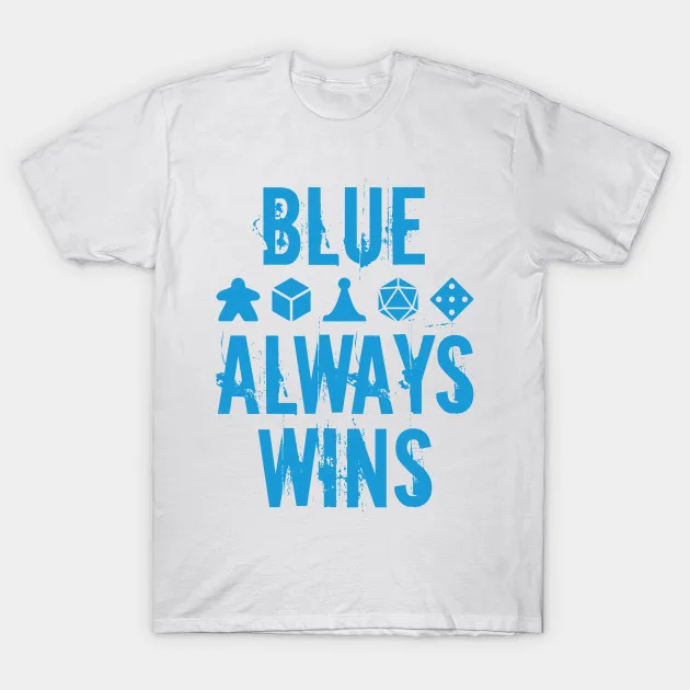 Мужская футболка синяя с надписью Always Wins женская | одежда