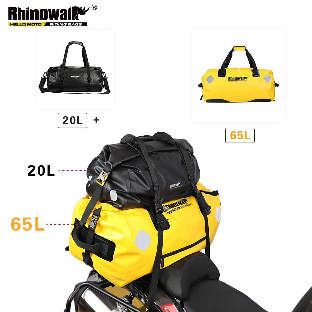 Водонепроницаемая сумка Rhinowalk для мотоцикла Прочная Большая емкость 65 л