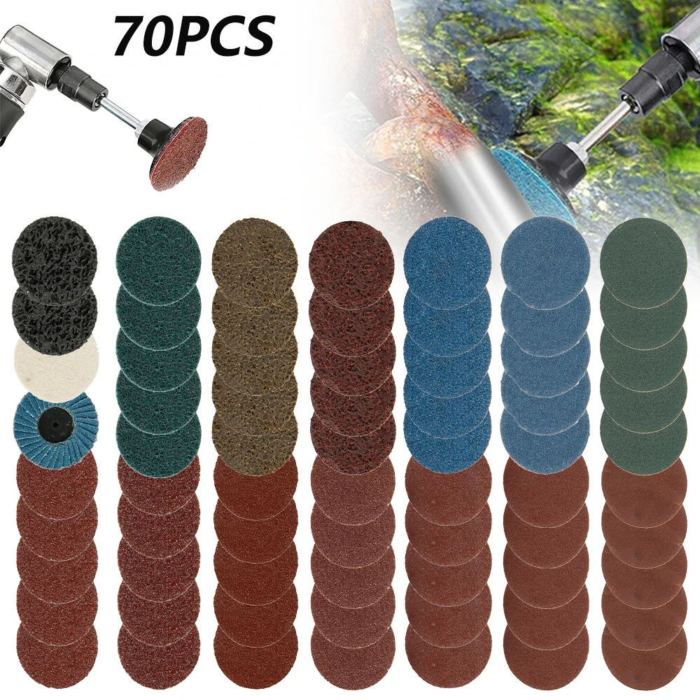 70 Pcs 2 Inch 50mm Sandpaper Film Set With Roloc Quick change Disk 1/4 inch Holder For Sander Machine Self Stick Abrasive Tools|Abrasive Tools| - AliExpress