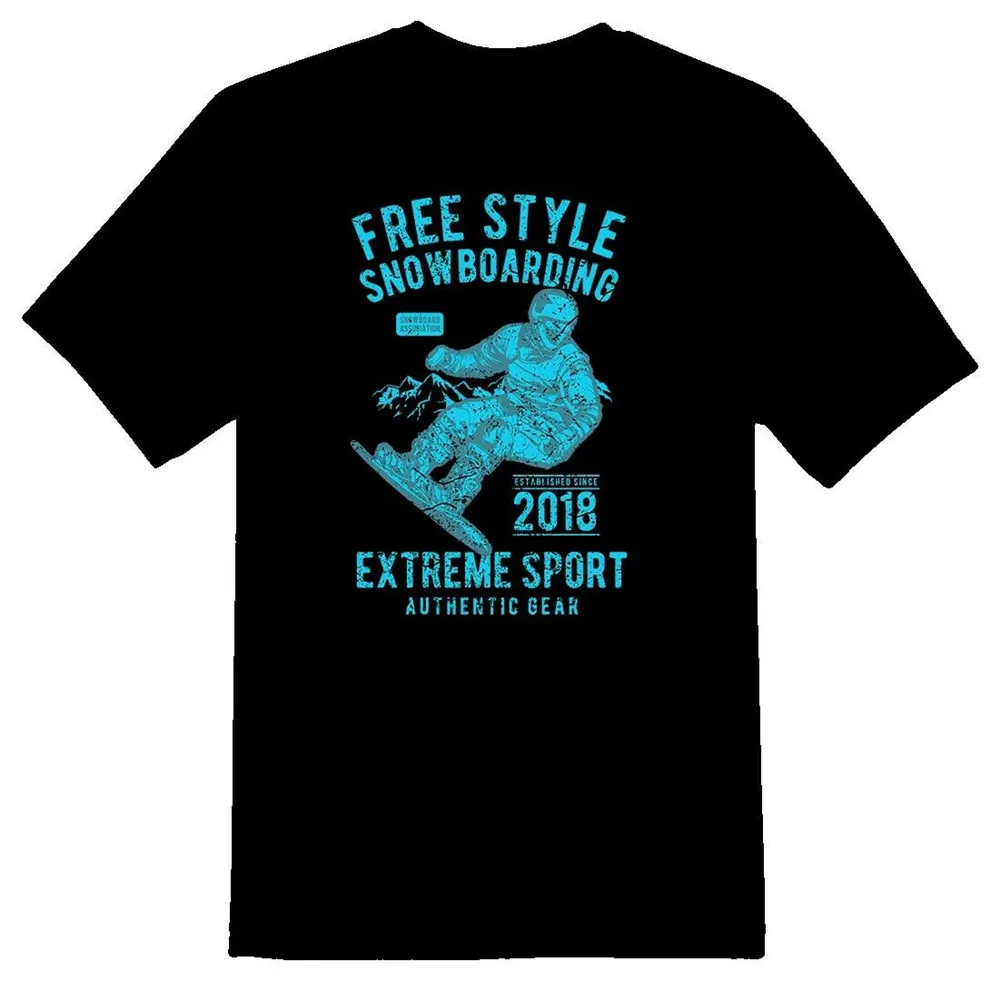

Free Style Snowboarding Extreme Sport Tee Shirt Black Or White Style Round Tee Shirt
