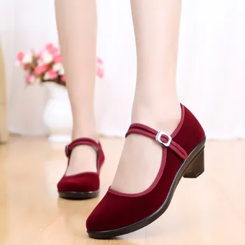 Zapatos de tacón con hebilla roja para Mujer, zapatillas de Ballet ligeras, informales, para primavera y verano