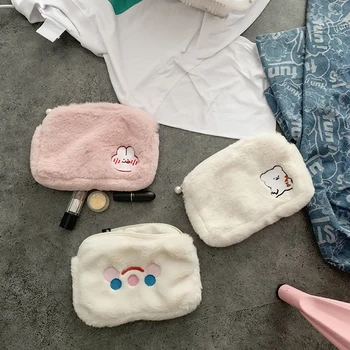 

Japanese Style Storage Bag Simple Cute Plush Packaging Cosmetic Bag Cartoon Portable Small Necessarie Feminina Home Items EB50SN