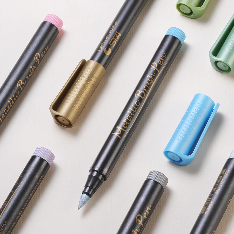 STA металлические маркерные ручки для каллиграфии 10 цветов для керамики, камней, фотоальбома DIY, черной бумаги, букв кисти