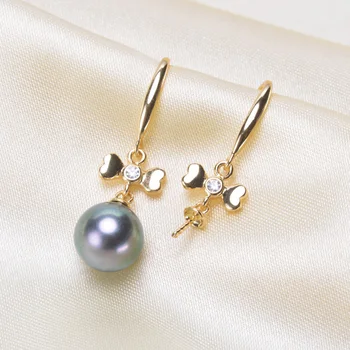 

2 COLOR Bow Knot Earrings Mounts Findings Settings Jewelry Stud Earrings Accessories for Pearls, Jade, Corals Beads Stones