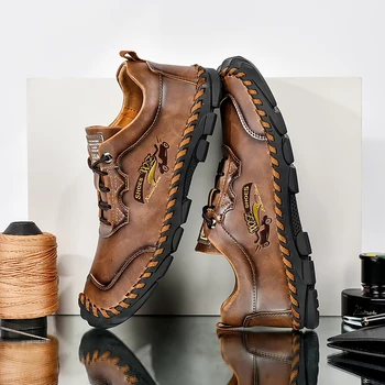 

Handmade Men Shoes High Quality Leather Driving Mens Flats Classic Comfortable Spring Autumn Casual Men Shoes Big Size 38-46