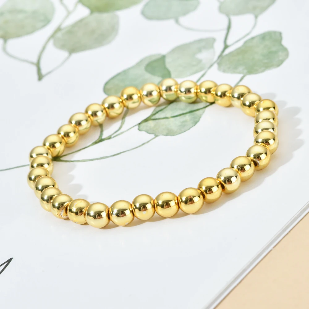 ZMZY Silver Color Gold Beads Bracelet for Women Trendy Statement Round Beaded Handmade Bracelet Fashion Jewelry - Image 3