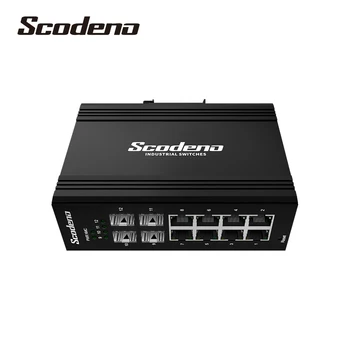 

Scodeno 8 Port Industrial Gigabit PoE+ DIN-Rail Network Managed Switch, 120 W Power Budget, 4 SFP Slot, IP40